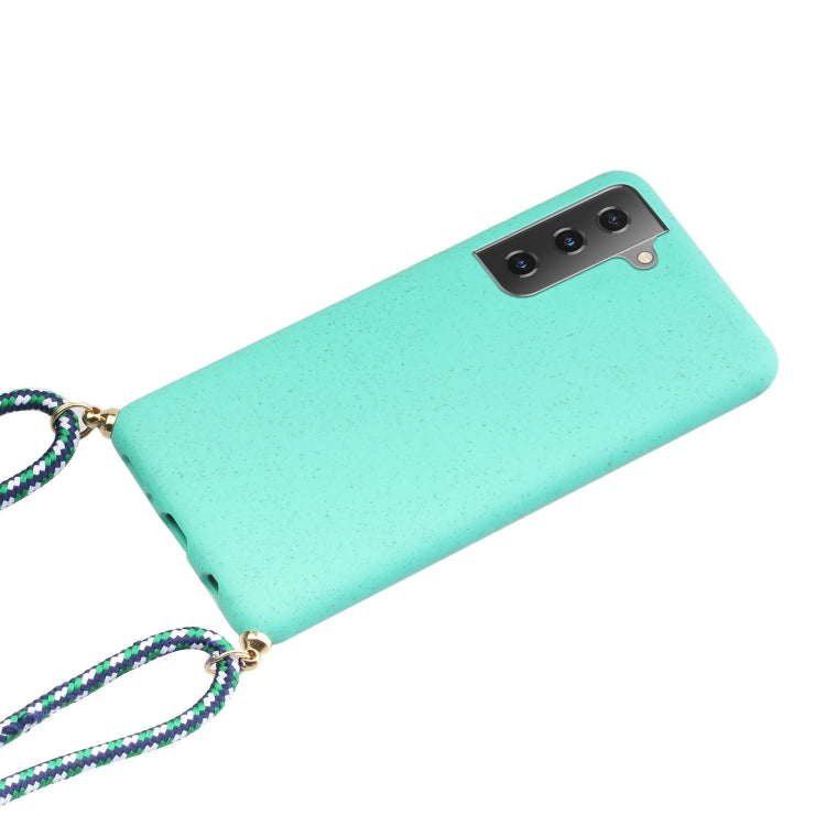 For Samsung Galaxy A54 5G Wheat Straw Material + TPU Phone Case with Lanyard(Green) - Galaxy Phone Cases by buy2fix | Online Shopping UK | buy2fix