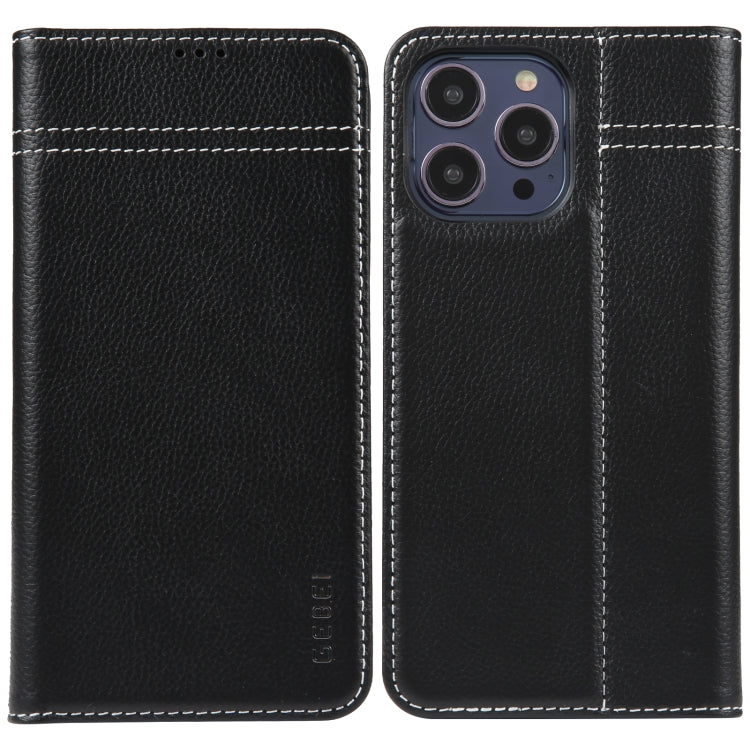 For iPhone 13 Pro Max GEBEI Top-grain Horizontal Flip Leather Phone Case(Black) - iPhone 13 Pro Max Cases by GEBEI | Online Shopping UK | buy2fix