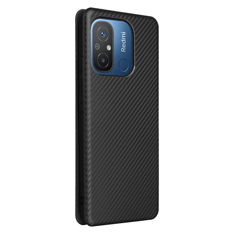 For Xiaomi Redmi 12C Carbon Fiber Texture Flip Leather Phone Case(Black) - Xiaomi Cases by buy2fix | Online Shopping UK | buy2fix