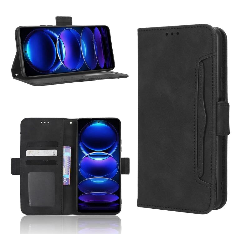 For Xiaomi Poco X5 5G / Redmi Note 12 5G Skin Feel Calf Texture Card Slots Leather Phone Case(Black) - Note 12 Cases by buy2fix | Online Shopping UK | buy2fix