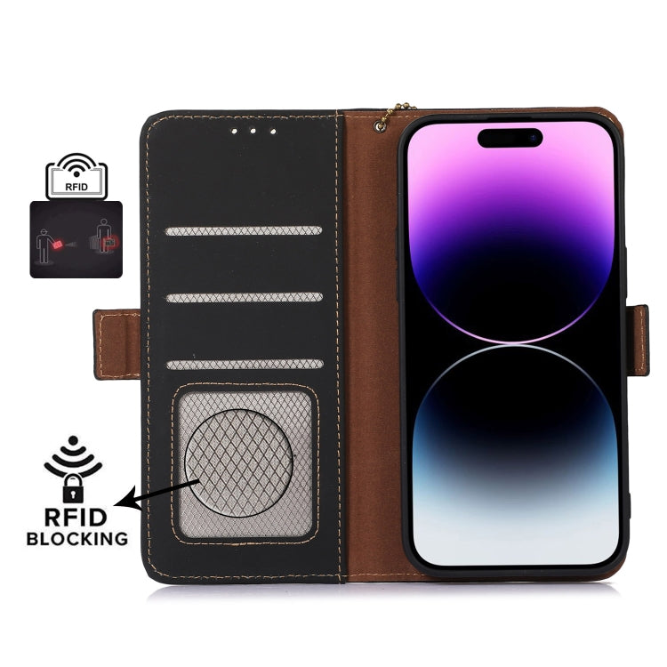 For Honor X8a 4G Genuine Leather Magnetic RFID Leather Phone Case(Black) - Honor Cases by buy2fix | Online Shopping UK | buy2fix