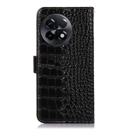 For OnePlus Ace 2 5G Crocodile Top Layer Cowhide Leather Phone Case(Black) - OnePlus Cases by buy2fix | Online Shopping UK | buy2fix