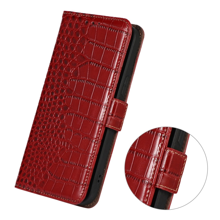 For Samsung Galaxy A24 4G Crocodile Top Layer Cowhide Leather Phone Case(Red) - Galaxy Phone Cases by buy2fix | Online Shopping UK | buy2fix