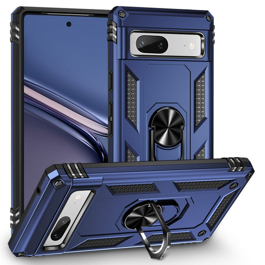 For Google Pixel 7a Shockproof TPU + PC Phone Case with Holder(Blue) - Google Cases by buy2fix | Online Shopping UK | buy2fix