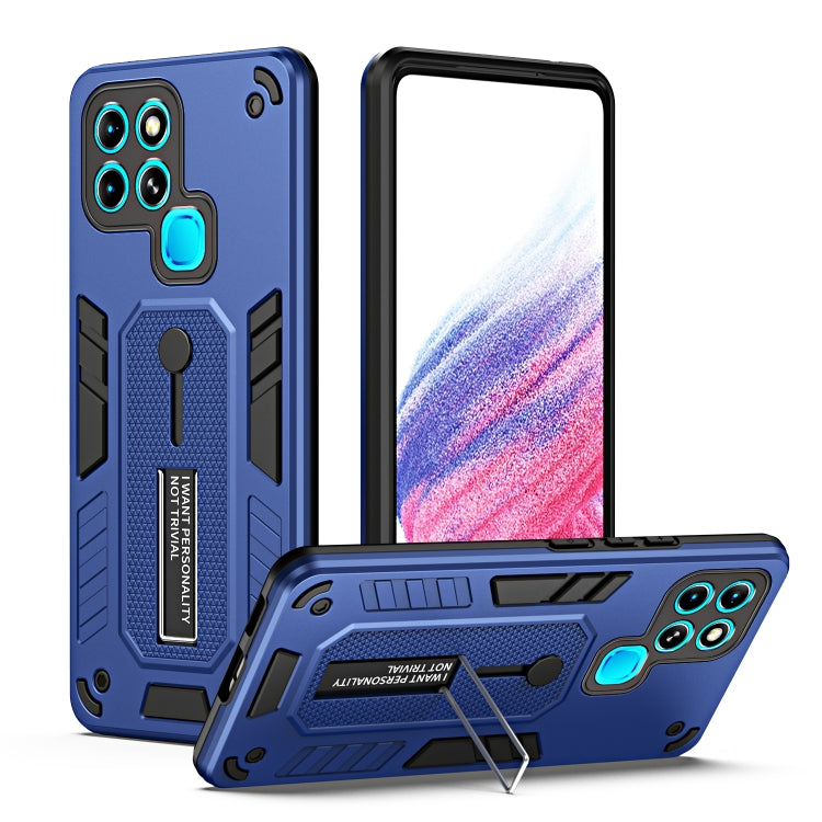 For Infinix Smart 6 Variety Brave Armor Finger Loop Holder Phone Case(Blue) - Infinix Cases by buy2fix | Online Shopping UK | buy2fix