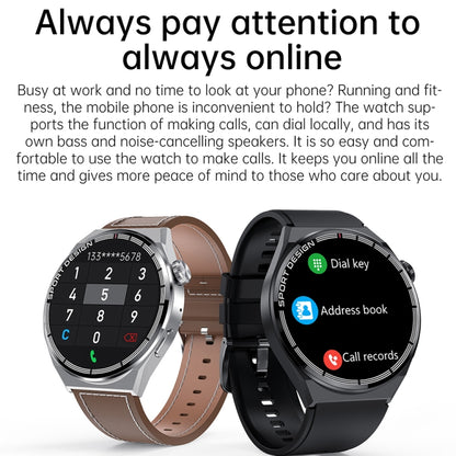 HDT 3 Max 1.6 inch Leather Band IP67 Waterproof Smart Watch Support Bluetooth Call / NFC(Silver) - Smart Wear by buy2fix | Online Shopping UK | buy2fix