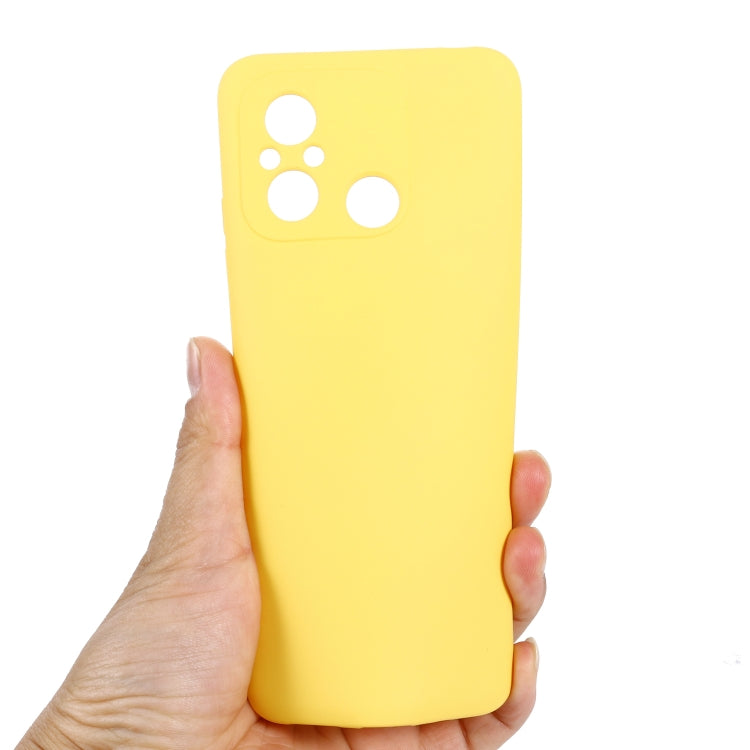 For Xiaomi Redmi 12C / 11A / Poco C55 Pure Color Liquid Silicone Shockproof Phone Case(Yellow) - Xiaomi Cases by buy2fix | Online Shopping UK | buy2fix