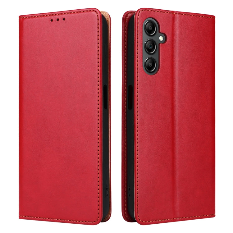 For Samsung Galaxy A14 5G Fierre Shann PU Genuine Leather Texture Leather Phone Case(Red) - Galaxy Phone Cases by FIERRE SHANN | Online Shopping UK | buy2fix