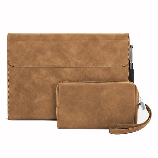 For Microsoft Surface Pro 7+ / 7 / 6 / 5 / 4 Sheepskin All-Inclusive Shockproof Protective Case with Power Bag(Brown) - Others by buy2fix | Online Shopping UK | buy2fix