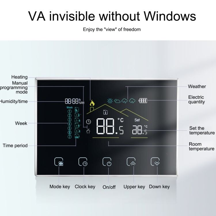 BHT-8000RF-VA- GBCW Wireless Smart LED Screen Thermostat With WiFi, Specification:Electric Boiler Heating - Consumer Electronics by buy2fix | Online Shopping UK | buy2fix