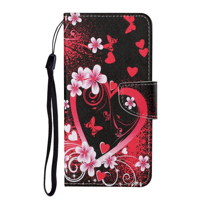 For Xiaomi Redmi Note 12 5G Global/Poco X5 Colored Drawing Pattern Flip Leather Phone Case(Red Heart) - Note 12 Cases by buy2fix | Online Shopping UK | buy2fix
