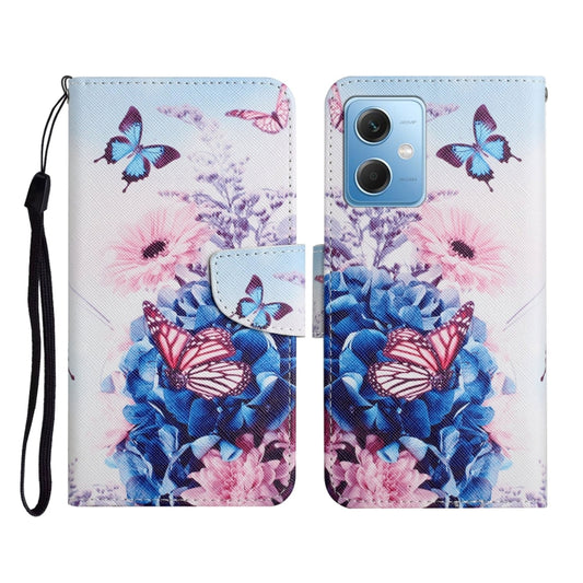 For Xiaomi Redmi Note 12 5G Global/Poco X5 Colored Drawing Pattern Flip Leather Phone Case(Purple Butterfly) - Note 12 Cases by buy2fix | Online Shopping UK | buy2fix