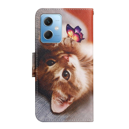 For Xiaomi Redmi Note 12 5G Global/Poco X5 Colored Drawing Pattern Flip Leather Phone Case(Butterfly Cat) - Note 12 Cases by buy2fix | Online Shopping UK | buy2fix