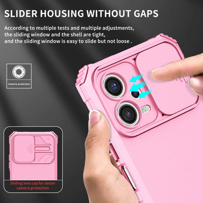 For Xiaomi Redmi Note 12 5G / Poco X5 Stereoscopic Holder Sliding Camshield Phone Case(Pink) - Note 12 Cases by buy2fix | Online Shopping UK | buy2fix