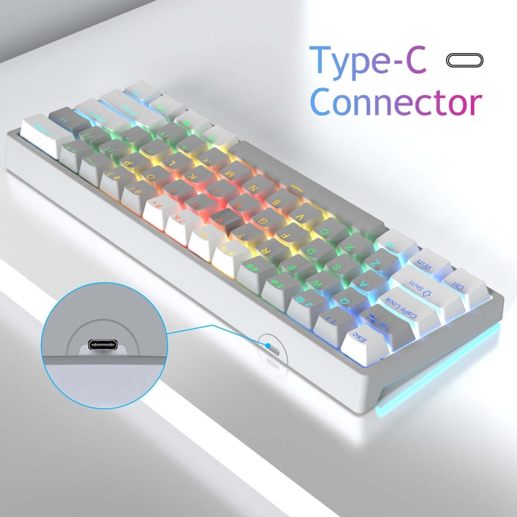 AULA F3261 Type-C Wired Hot Swappable 61 Keys RGB Mechanical Keyboard(White Grey Green Shaft) - Wired Keyboard by AULA | Online Shopping UK | buy2fix