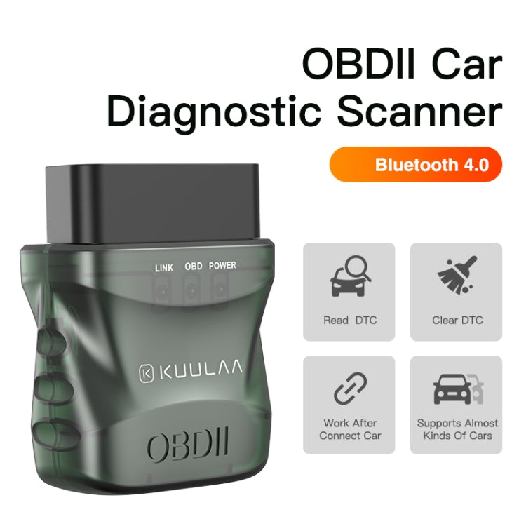 KUULAA KL-DW006 Bluetooth 4.0 OBDII Car Diagnostic Scanner(Dark Green) - In Car by buy2fix | Online Shopping UK | buy2fix