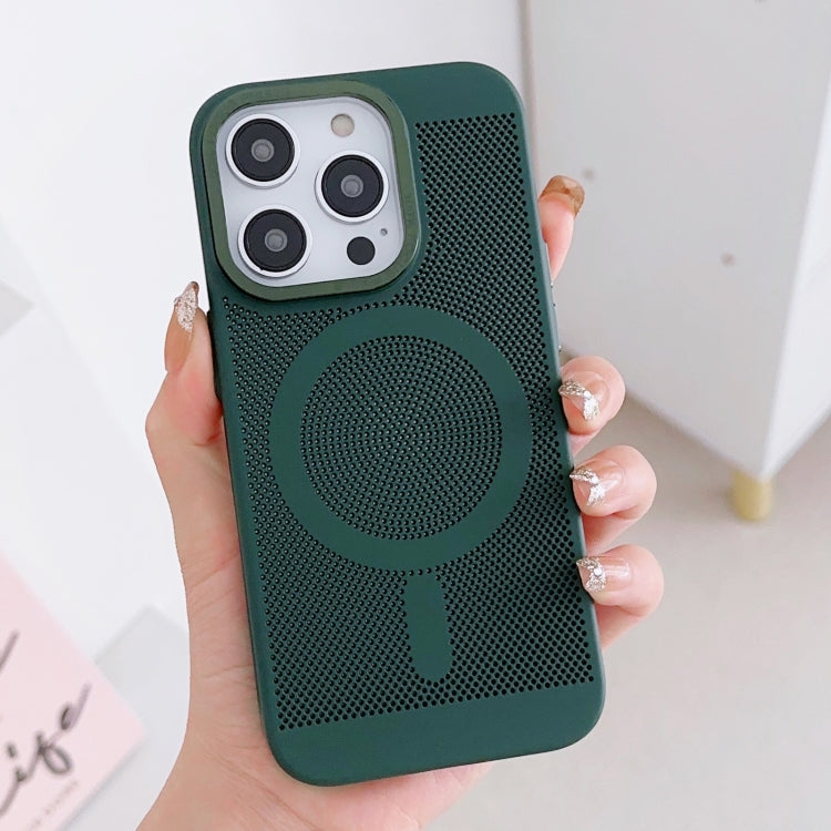 For iPhone 14 Pro Grid Cooling MagSafe Magnetic Phone Case(Alpine Green) - iPhone 14 Pro Cases by buy2fix | Online Shopping UK | buy2fix