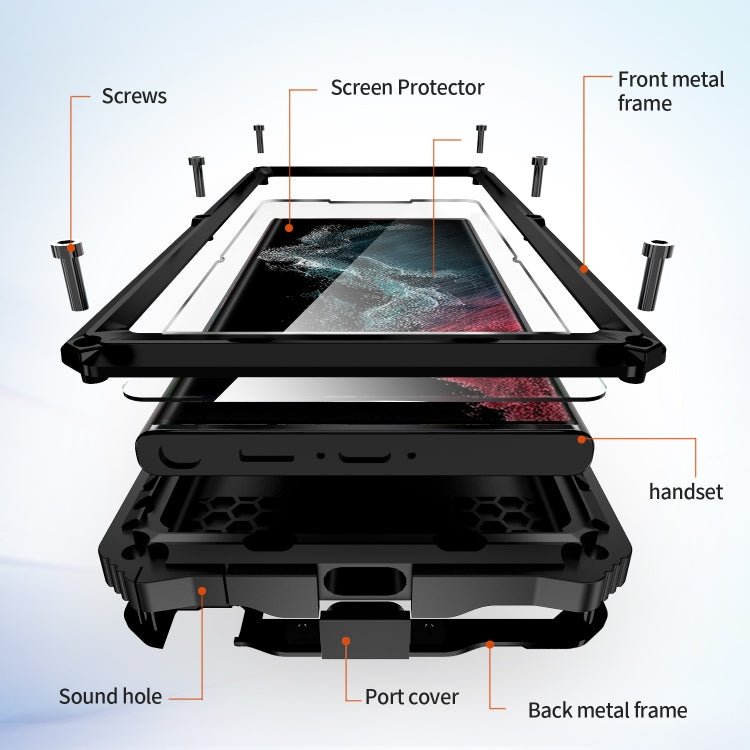 For Samsung Galaxy S22 Ultra 5G R-JUST RJ-56 3rd Gen Life Waterproof Dustproof Shockproof Phone Case(Black) - Galaxy S22 Ultra 5G Cases by R-JUST | Online Shopping UK | buy2fix