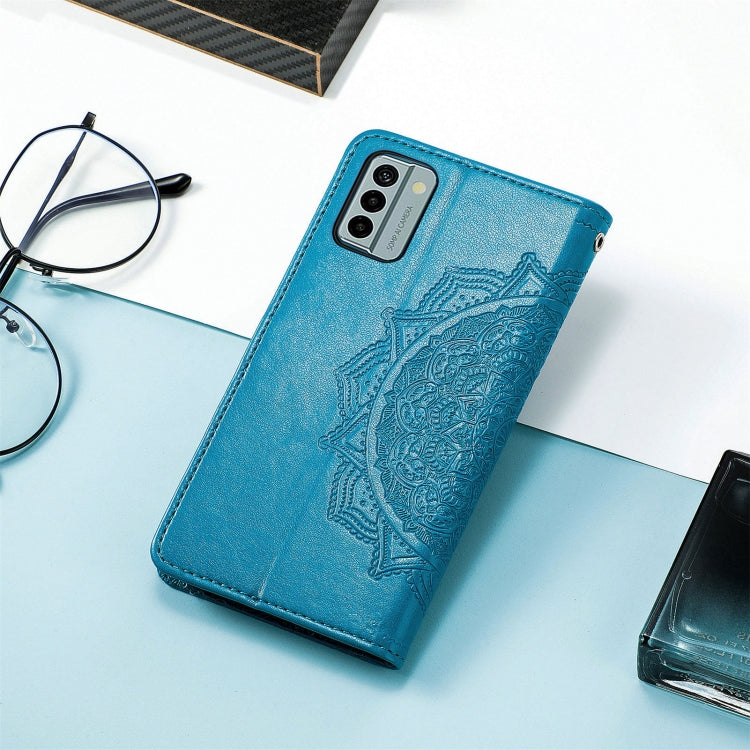 For Nokia G22 Mandala Flower Embossed Leather Phone Case(Blue) - Nokia Cases by buy2fix | Online Shopping UK | buy2fix