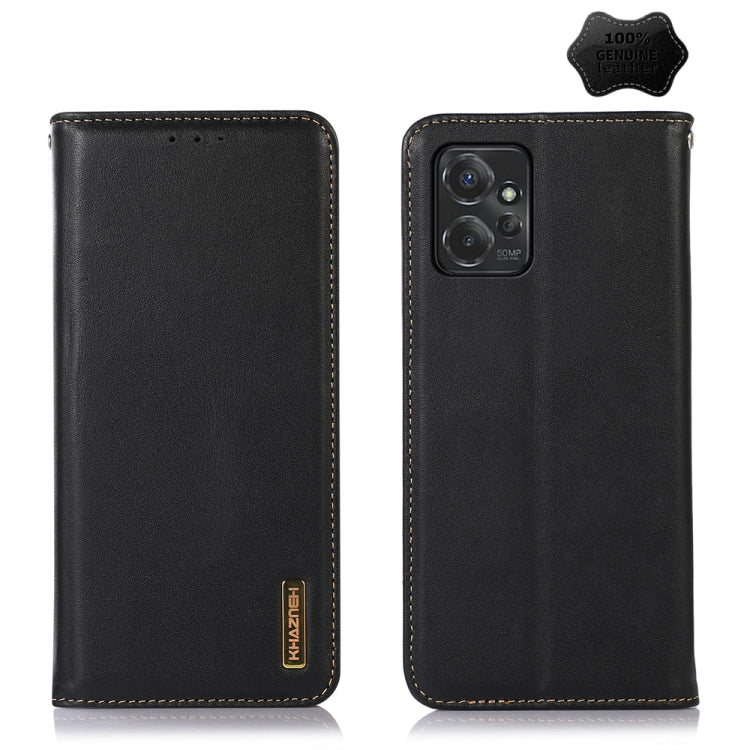 For Motorola Moto G Power 2023 KHAZNEH Nappa Top Layer Cowhide Leather Phone Case(Black) - Motorola Cases by buy2fix | Online Shopping UK | buy2fix