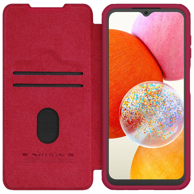 For Samsung Galaxy A14 4G NILLKIN QIN Series Pro Sliding Camera Cover Design Leather Phone Case(Red) - Galaxy Phone Cases by NILLKIN | Online Shopping UK | buy2fix