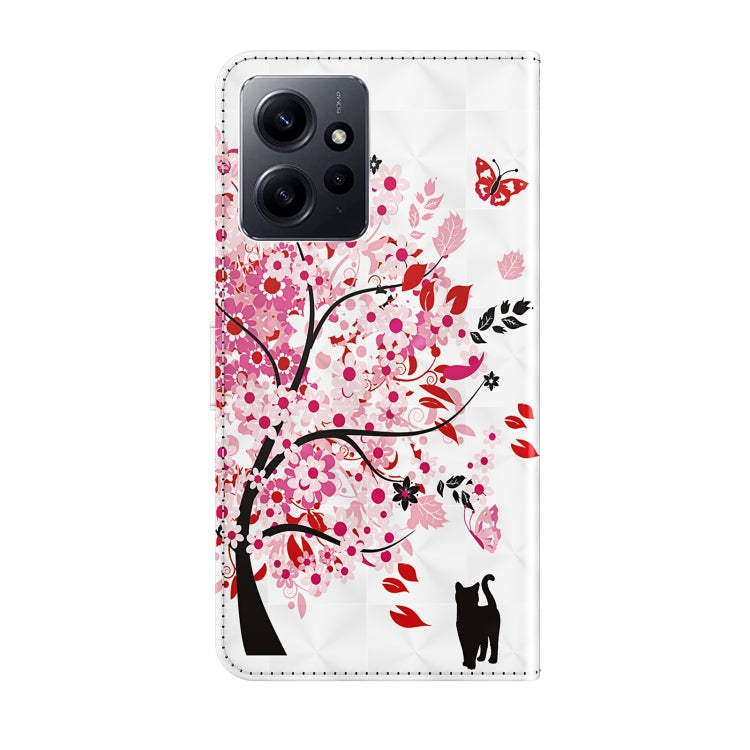 For Xiaomi Redmi Note 12 4G Global 3D Painting Pattern Flip Leather Phone Case(Cat Under The Tree) - Note 12 Cases by buy2fix | Online Shopping UK | buy2fix