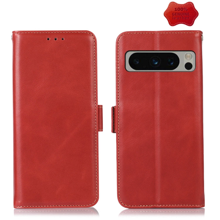 For Google Pixel 8 Pro Crazy Horse Top Layer Cowhide Leather Phone Case(Red) - Google Cases by buy2fix | Online Shopping UK | buy2fix