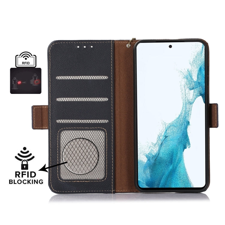 For Google Pixel 8 Pro Side-Magnetic TJ Genuine Leather RFID Phone Case(Blue) - Google Cases by buy2fix | Online Shopping UK | buy2fix