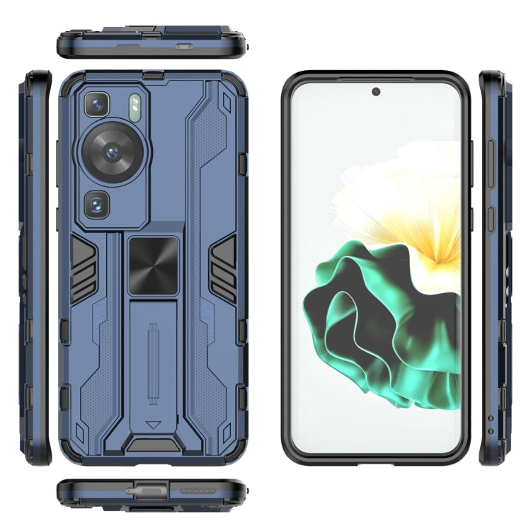 For Huawei P60 / P60 Pro Supersonic Holder PC Soft TPU Phone Case(Blue) - Huawei Cases by buy2fix | Online Shopping UK | buy2fix