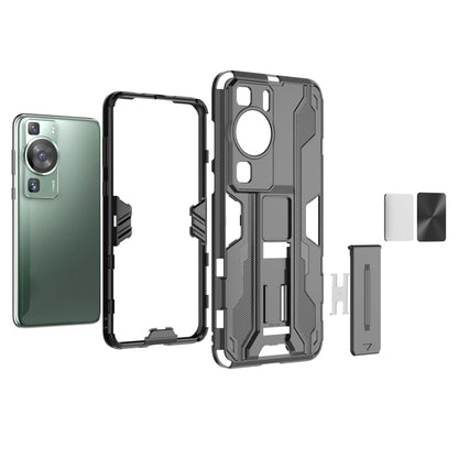 For Huawei P60 / P60 Pro Supersonic Holder PC Soft TPU Phone Case(Grey) - Huawei Cases by buy2fix | Online Shopping UK | buy2fix