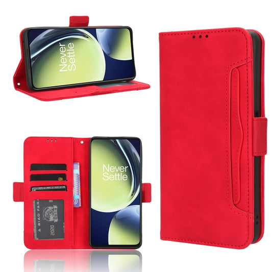 For OnePlus Nord CE 3 Lite Skin Feel Calf Texture Card Slots Leather Phone Case(Red) - OnePlus Cases by buy2fix | Online Shopping UK | buy2fix