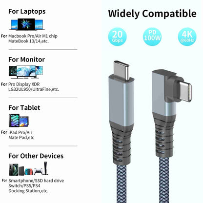 2m USB-C / Type-C to USB-C / Type-C Elbow 20Gpbs 4K 60Hz Video and Audio Data Cable -  by buy2fix | Online Shopping UK | buy2fix