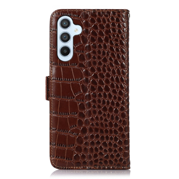 For Samsung Galaxy M54 5G Crocodile Top Layer Cowhide Leather Phone Case(Brown) - Galaxy Phone Cases by buy2fix | Online Shopping UK | buy2fix