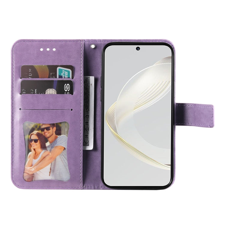 For Huawei nova 11 7-petal Flowers Embossing Leather Phone Case(Light Purple) - Huawei Cases by buy2fix | Online Shopping UK | buy2fix