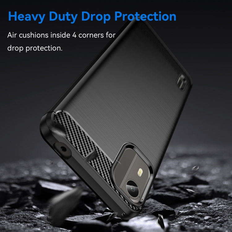 For Nokia C12 Brushed Texture Carbon Fiber TPU Phone Case(Black) - Nokia Cases by buy2fix | Online Shopping UK | buy2fix