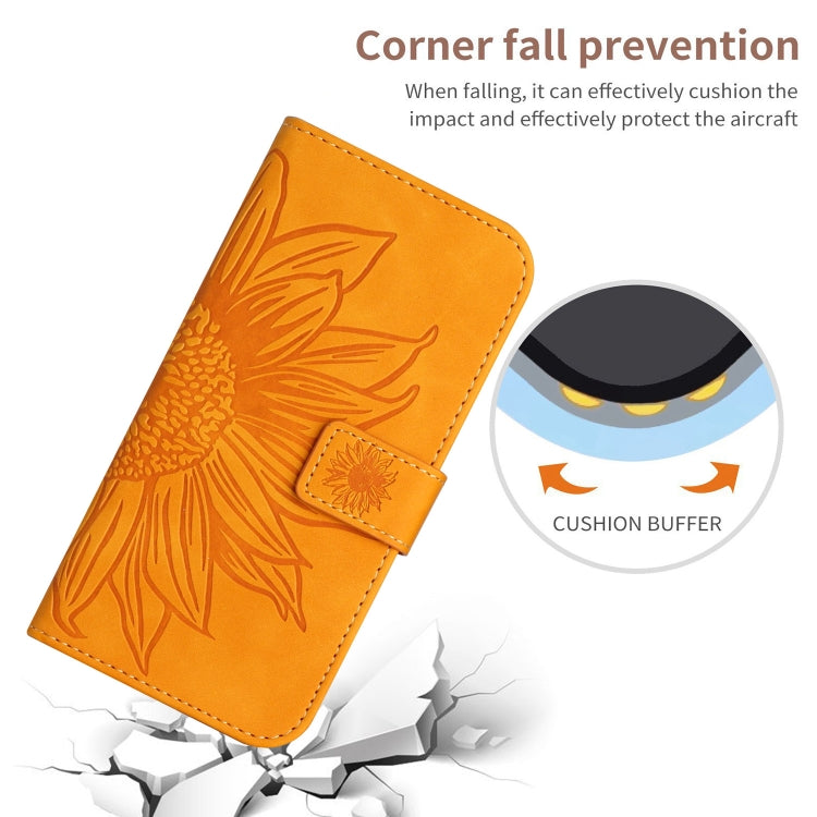 For Xiaomi Poco F5 Skin Feel Sun Flower Embossed Flip Leather Phone Case with Lanyard(Yellow) - Xiaomi Cases by buy2fix | Online Shopping UK | buy2fix