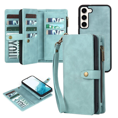 For Samsung Galaxy A70 Zipper Wallet Detachable MagSafe Leather Phone Case(Blue) - Galaxy Phone Cases by buy2fix | Online Shopping UK | buy2fix