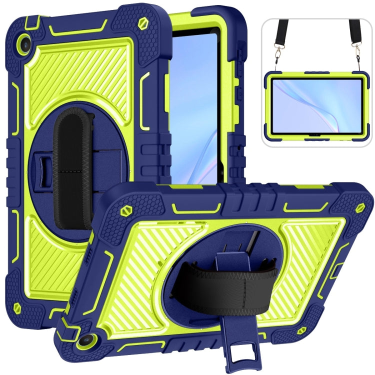 For Huawei MatePad SE 10.4 360 Degree Rotation PC Contrast Silicone Tablet Case(Navy Blue + Yellow Green) - For Huawei by buy2fix | Online Shopping UK | buy2fix