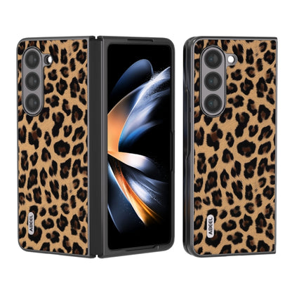 For Samsung Galaxy Z Fold5 ABEEL Black Edge Leopard Phone Case(Champagne Gold) - Galaxy Z Fold5 Cases by buy2fix | Online Shopping UK | buy2fix