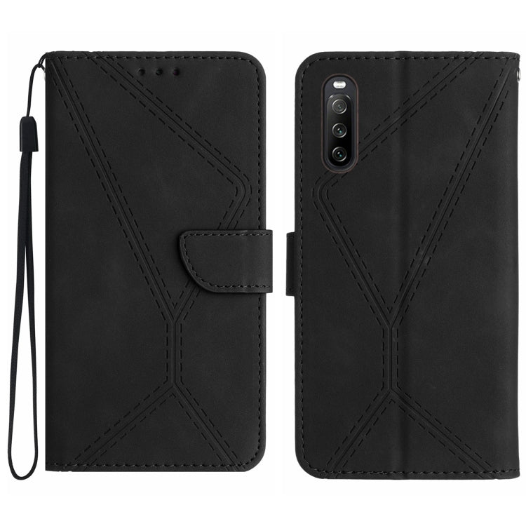 For Sony Xperia 10 V Stitching Embossed Leather Phone Case(Black) - Sony Cases by buy2fix | Online Shopping UK | buy2fix