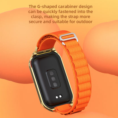 For Xiaomi Smart Band 8 Active / Redmi Band 2 Mijobs Metal Shell Nylon Breathable Watch Band(Orange Gold) - Watch Bands by MIJOBS | Online Shopping UK | buy2fix