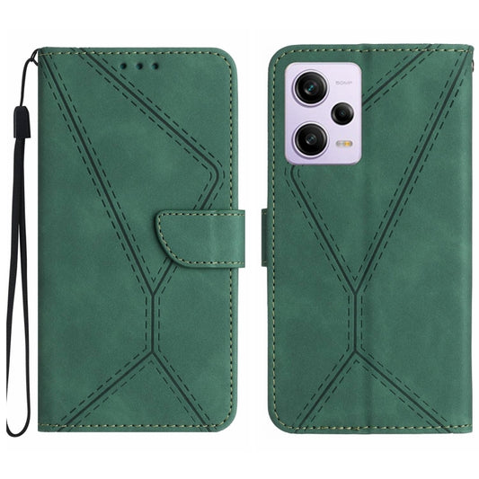 For Xiaomi Redmi Note 12 Pro+ Stitching Embossed Leather Phone Case(Green) - Note 12 Pro+ Cases by buy2fix | Online Shopping UK | buy2fix