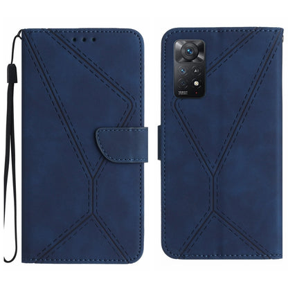 For Redmi Note 11 4G Global Stitching Embossed Leather Phone Case(Blue) - Xiaomi Cases by buy2fix | Online Shopping UK | buy2fix