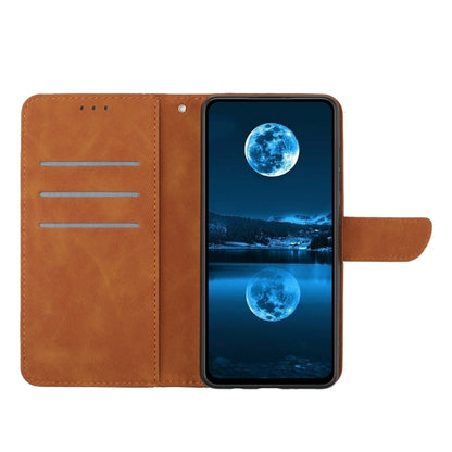 For Xiaomi POCO F4 5G Stitching Embossed Leather Phone Case(Brown) - Xiaomi Cases by buy2fix | Online Shopping UK | buy2fix