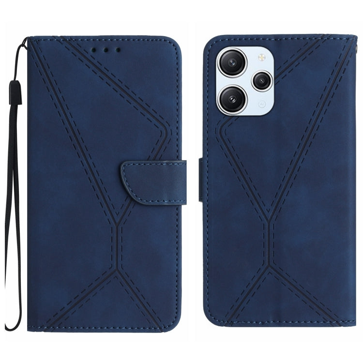 For Xiaomi Redmi 12 4G Global Stitching Embossed Leather Phone Case(Blue) - Xiaomi Cases by buy2fix | Online Shopping UK | buy2fix