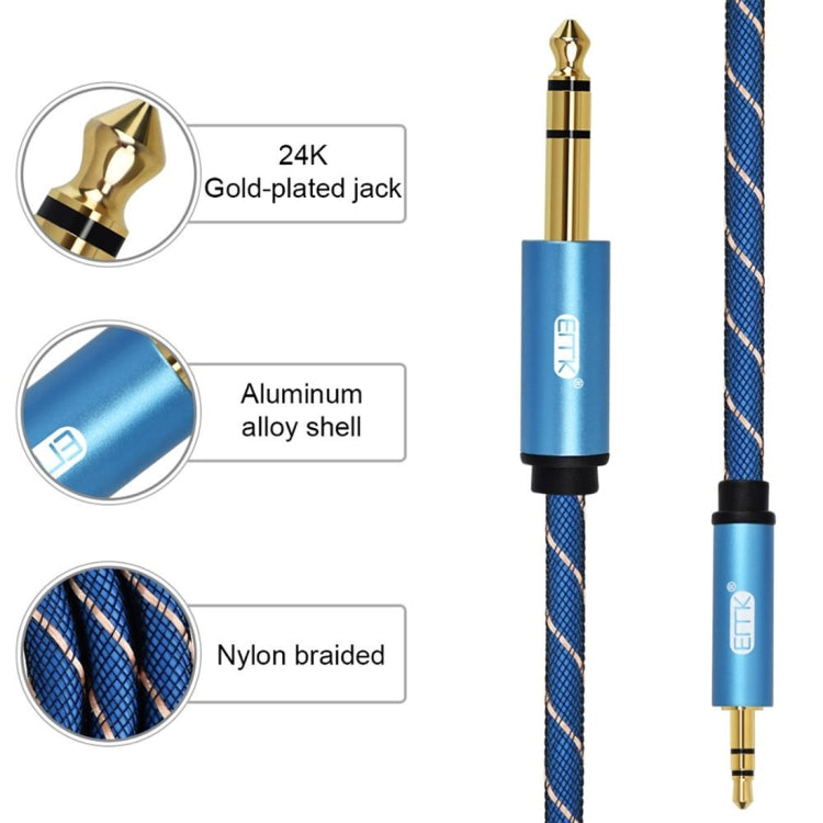 EMK 3.5mm Jack Male to 6.35mm Jack Male Gold Plated Connector Nylon Braid AUX Cable for Computer / X-BOX / PS3 / CD / DVD, Cable Length:1m(Dark Blue) - Audio Optical Cables by EMK | Online Shopping UK | buy2fix