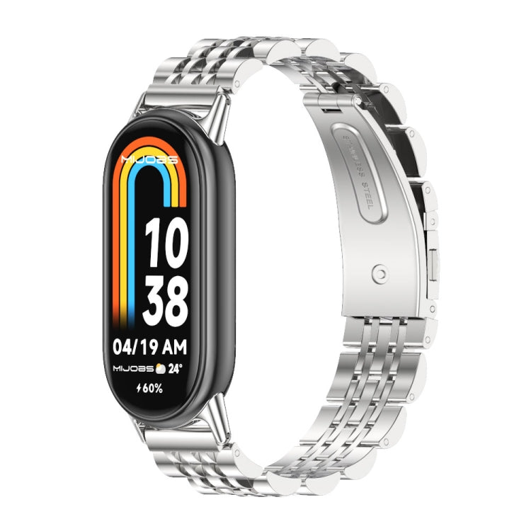 For Xiaomi Mi Band 8 / 9 / 9 NFC Mijobs Seven Bead Stainless Steel Watch Band(Silver) - Watch Bands by MIJOBS | Online Shopping UK | buy2fix