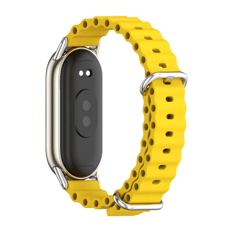 For Xiaomi Mi Band 8 / 9 / 9 NFC Mijobs Marine Silicone Breathable Watch Band(Yellow Silver) - Watch Bands by MIJOBS | Online Shopping UK | buy2fix