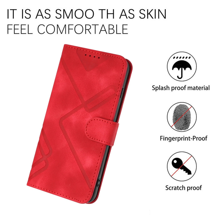 For Honor 70 Lite Line Pattern Skin Feel Leather Phone Case(Red) - Honor Cases by buy2fix | Online Shopping UK | buy2fix