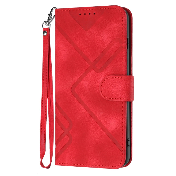 For Honor 8S Line Pattern Skin Feel Leather Phone Case(Red) - Honor Cases by buy2fix | Online Shopping UK | buy2fix